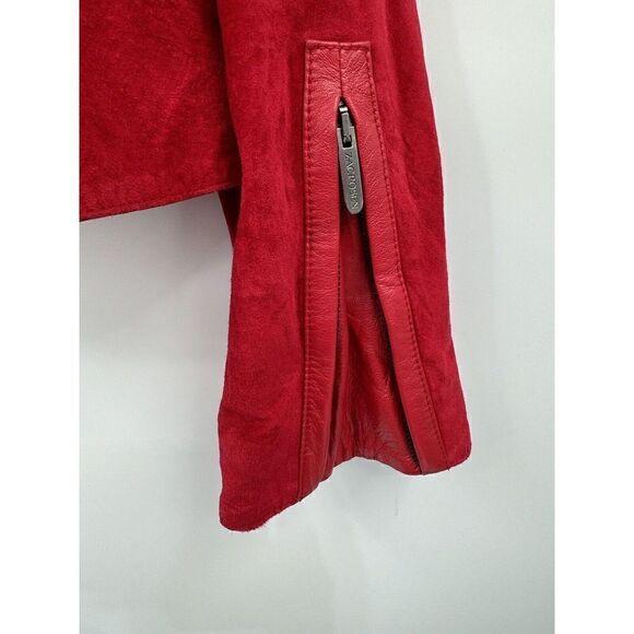 Zac Posen Target Leather Suede Moto Jacket Red Woman’s Bomber Size large - Picture 4 of 10